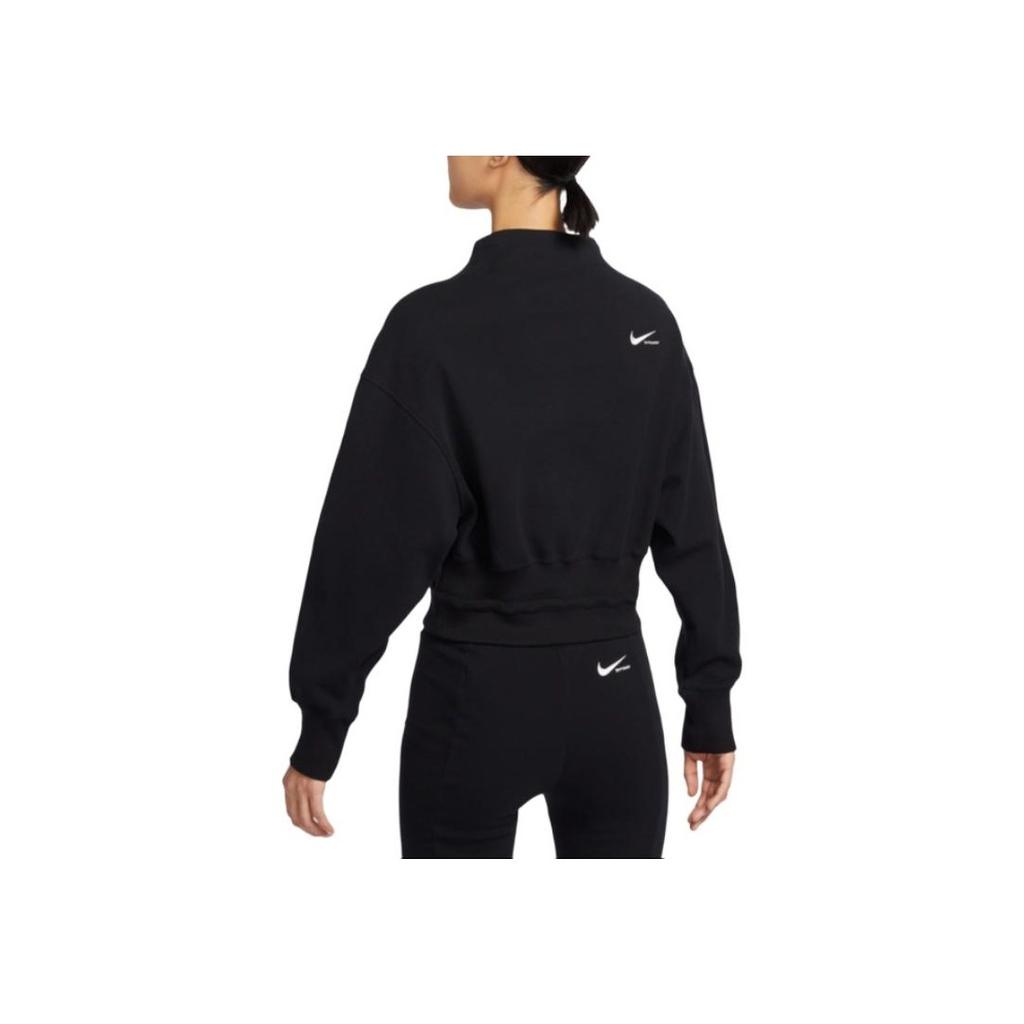 Nike Sportswear Collection Logo Half High Neck Short Casual Sweatshirt Women Sweatshirt Black FB8753-010