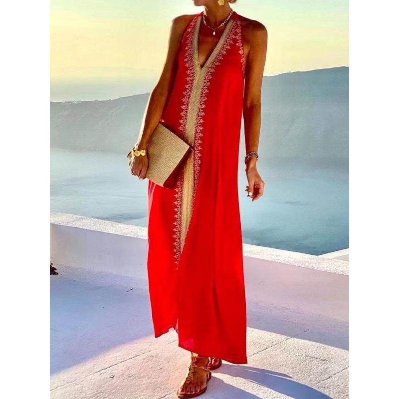 

Новое кружевное платье-комбинация с V-образным вырезом, открытой спиной, на бретелях, без рукавов S красный