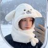 3 In 1 Seal Plush Hooded Scarf Cute Ear Protection Hat Fashion Earflap Hat Outdoor