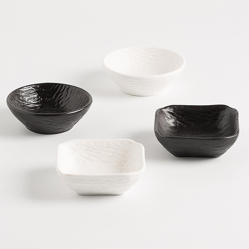 Ceramic Dipping Saucer Quicksand Grain Saucer Restaurant Hot Pot Bbq Dipping Saucer Sushi Dumpling Sauce Oil Saucer Household Vinegar Saucer