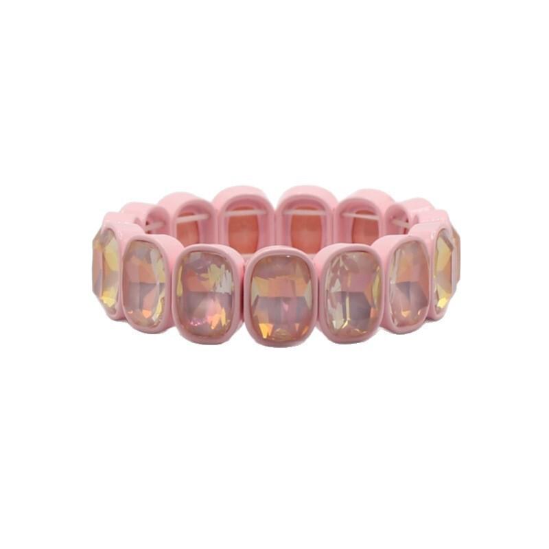 Elegant Geometric Enamel Bracelet With Crystal Accents Women Alloy Fashion Jewelry