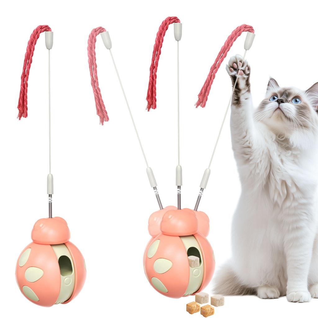 Interactive Cat Toy with Food Dispenser Leaky Food Container High-Bounce Cat Training Puzzle Toy for Kitten Small Adult Cat