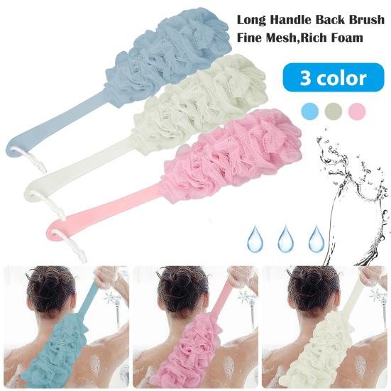 Back Scrubber Exquisite Foam Ergonomic Design Shower Accessories Long Handle Bath Sponge Shower Brush for Home