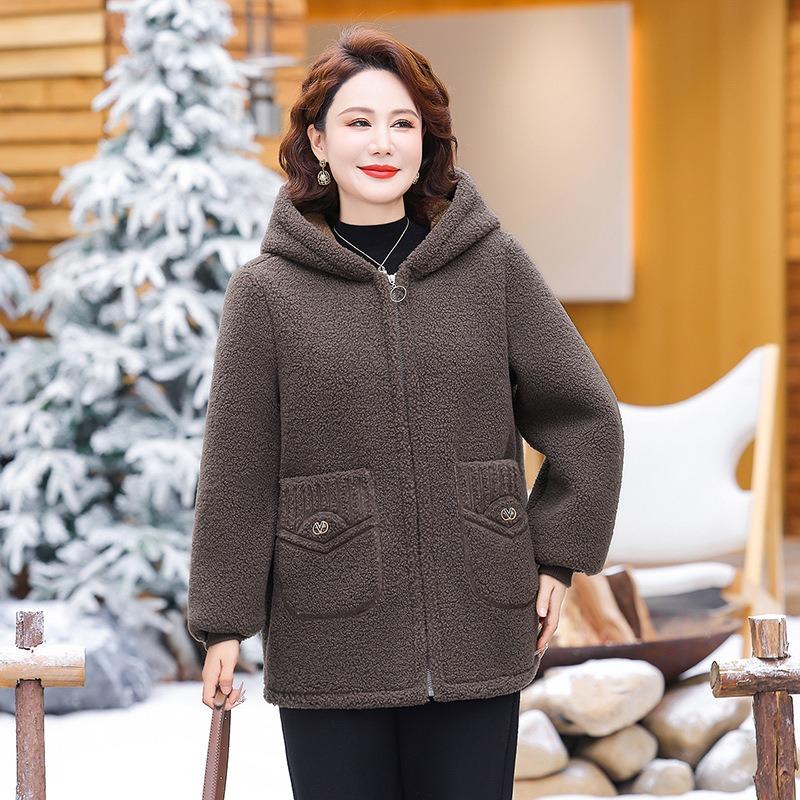 Granular fleece hooded padded jacket, fleece thickened padded jacket, new winter padded jacket