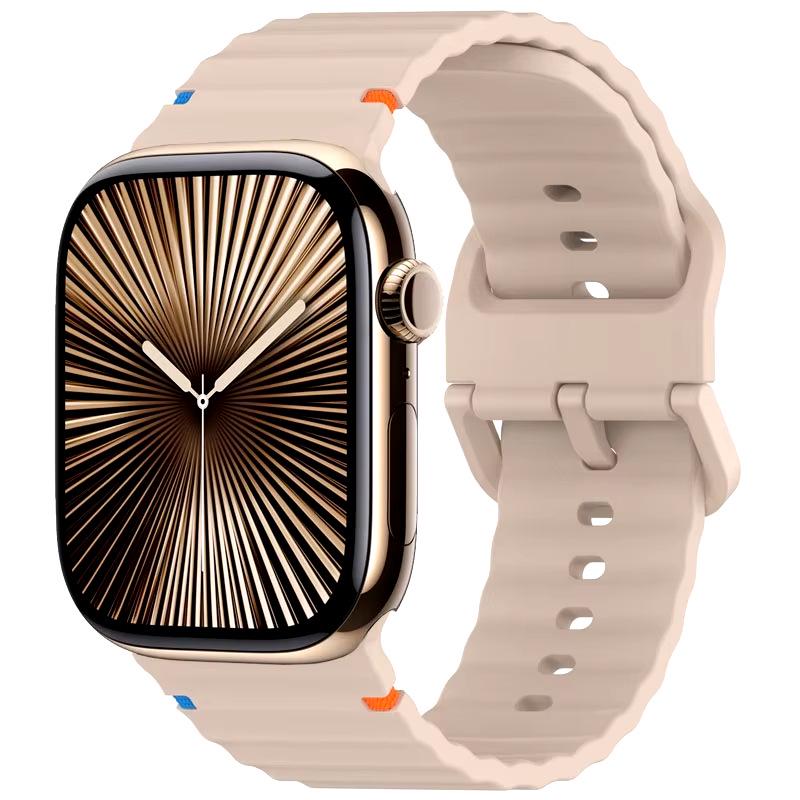 Renkli Noktalı Apple iWatch 11 Ultra Dalga Silikon Kayış