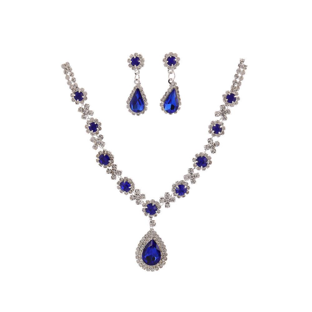 2025 Rhinestone Water Drop Necklace & Earrings Set