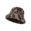 Faux Fur Plush Fisherman Hat Leopard Print Panama Hat Cozy Fluffy Fur Hat  For Women Girls