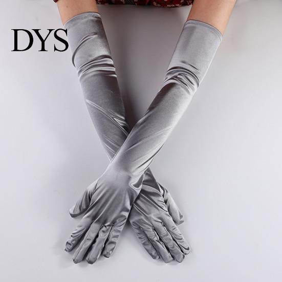 Full Finger Gloves 1 Pair Wedding Super Soft Elastic Fade-Resistant Washable Vivid Color Decorative Satin Women Elbow Length Evening Party Long