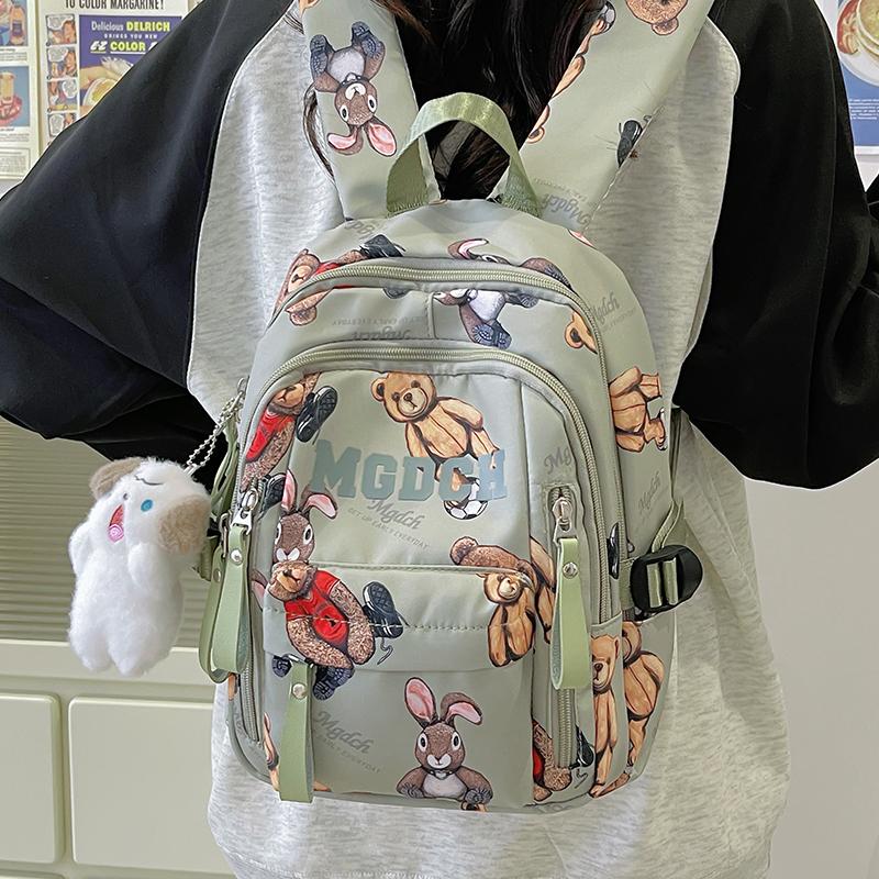 Student Schoolbag Female Bear Print Backpack Graffiti Junior High School Student Small Backpack