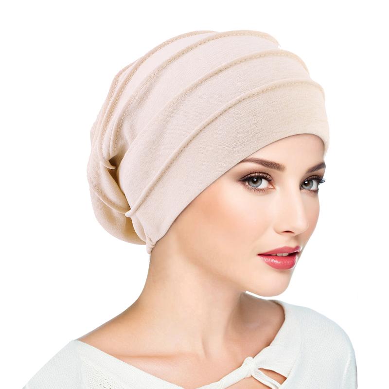 Muslim Women Stretch Sleep Chemo Hat Cotton Beanie Sleep Hijab Turban Headwear Cap Head Wrap for Cancer Hair Loss Accessories