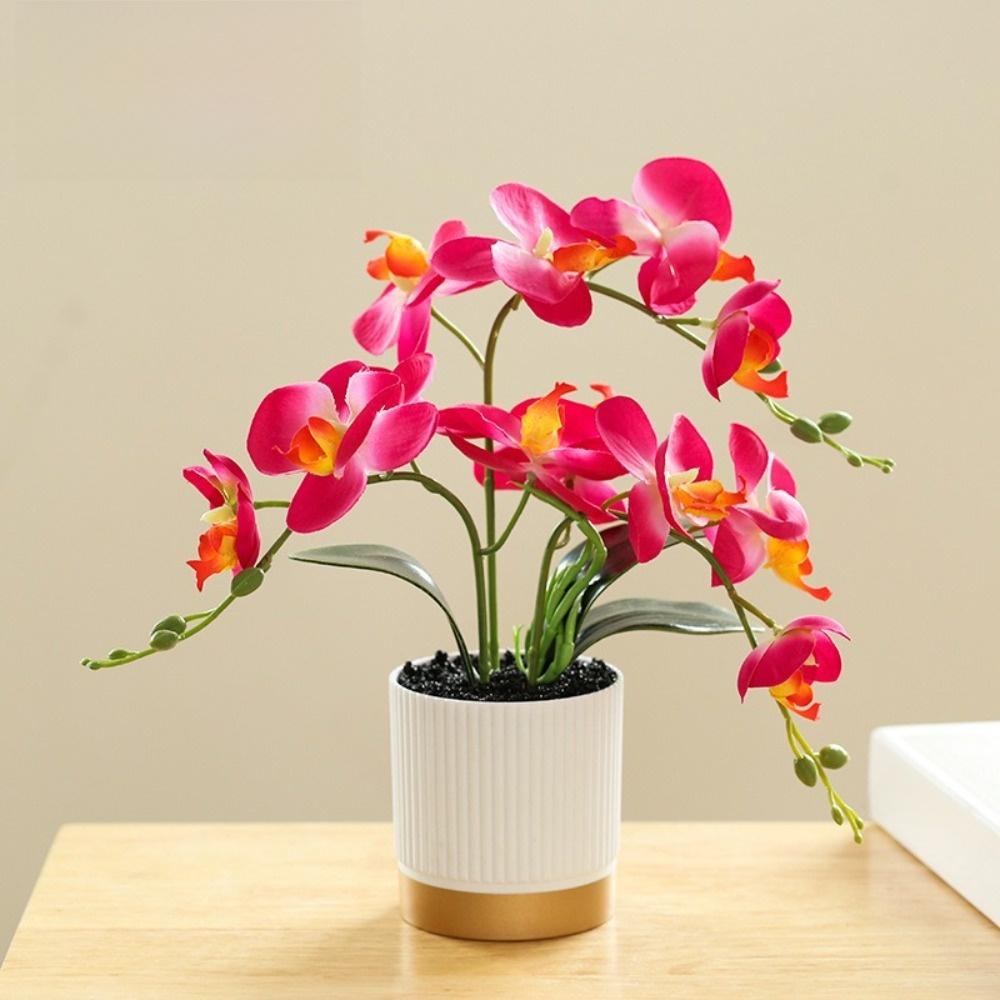 Simulerad silkesfjärilsorkidé krukväxt falsk phalaenopsis ny bonsaiorkidé
