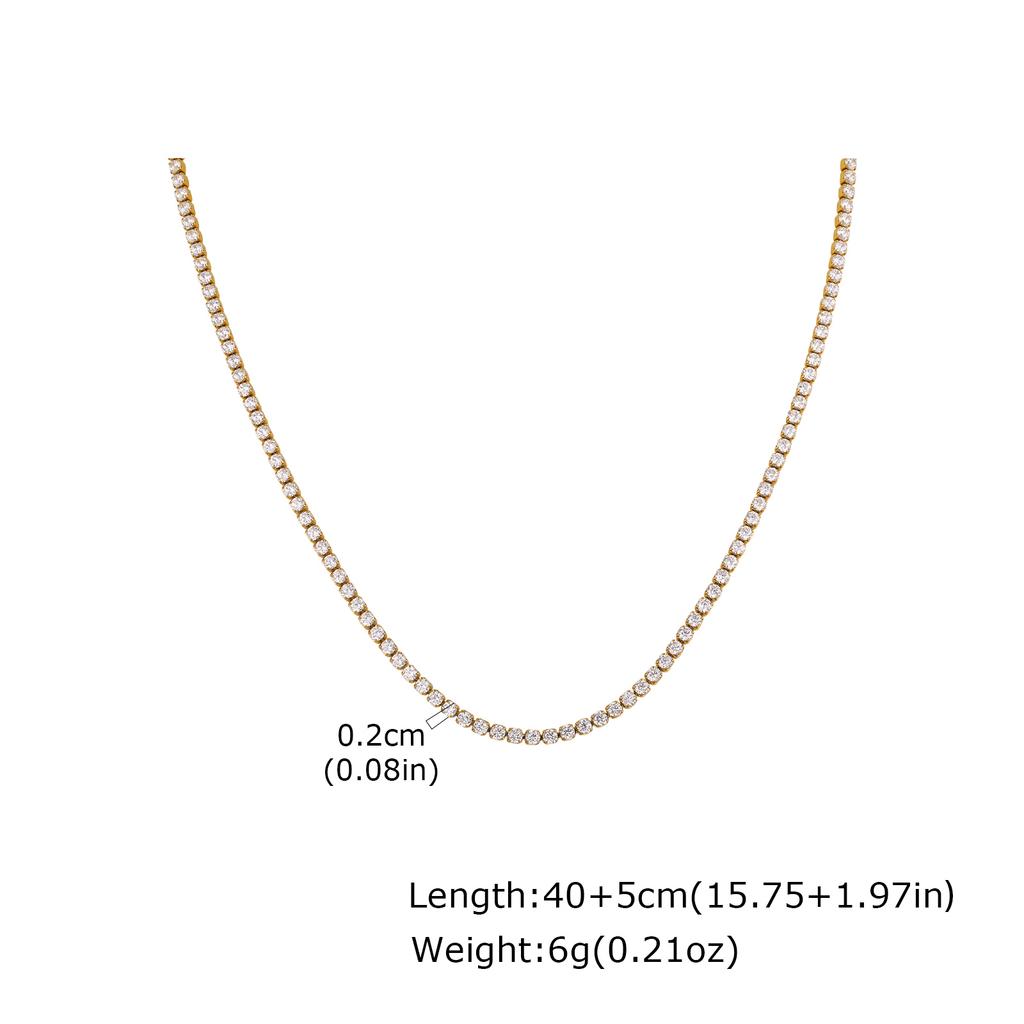 Women's Cubic Zirconia Tennis Necklace, Stainless Steel CZ Chain Crystal Choker Rhinestone Necklace, Luxury Wedding Women Gift