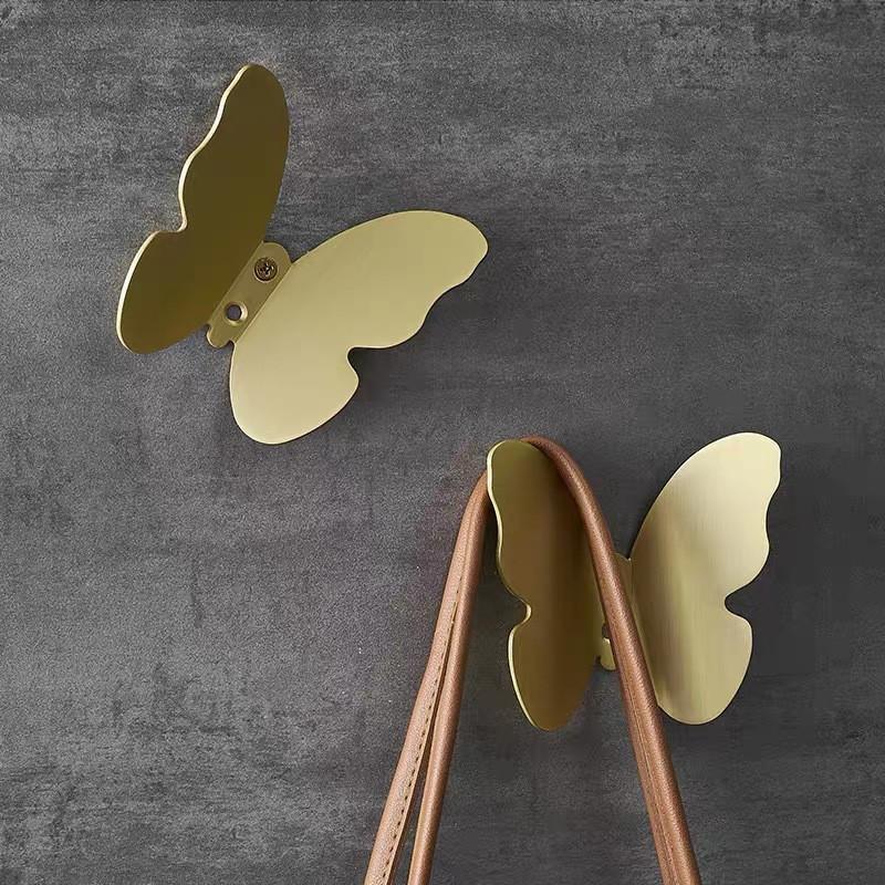 Clother Hook Brass Towel Hanger Brushed Gold Clothes Hook Coat Hat Bag Hook Wall Mounted Butterfly Bathroom Towel Hook Holder