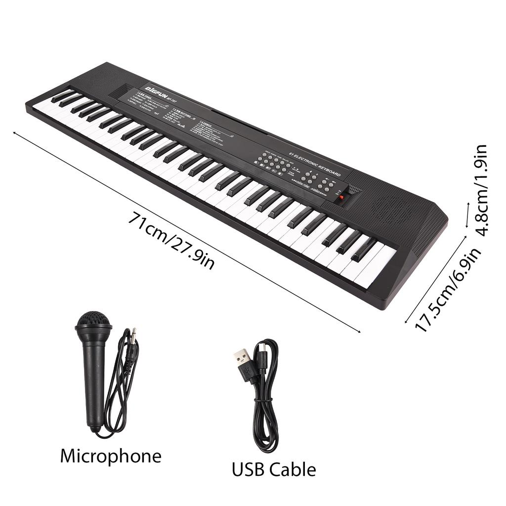 BIGFUN 61 Key Electronic Keyboard Piano Dual Speakers 8 Tones 5 Rhythms 5 Drums Percussions 6 Demos