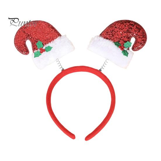 

Обруч для волос с блестками, рождественская шляпа, декоративная повязка на голову с весенним дизайном, универсальные заколки для волос, повязка для волос для рождественской вечеринки, косплей красный