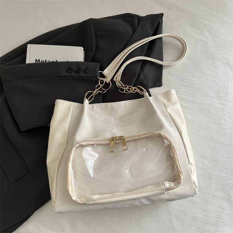 

Прозрачная сумка через плечо большой вместимости, новая сумка с куклой для девочки, повседневная сумка-тоут, двухмерная студенческая портативная сумка-мессенджер.