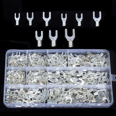 360/450pcs Cold Press Bare Terminals Fork-Type Plug Cable Wire Electrical Connector Copper Nose Y U Type Combination Set Kit