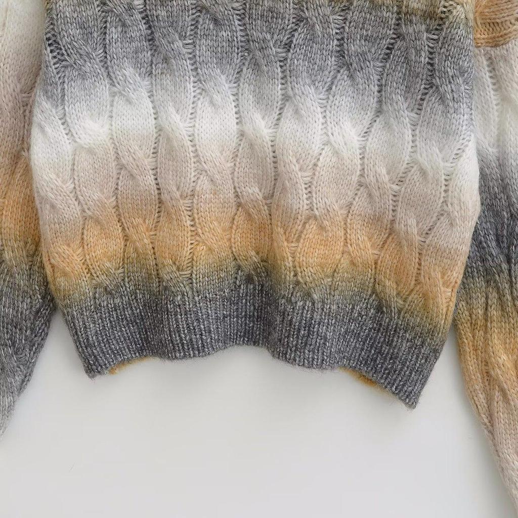 2025 Fall Women's Retro Tie-Dye Gradient Knit Sweater - European & American Style