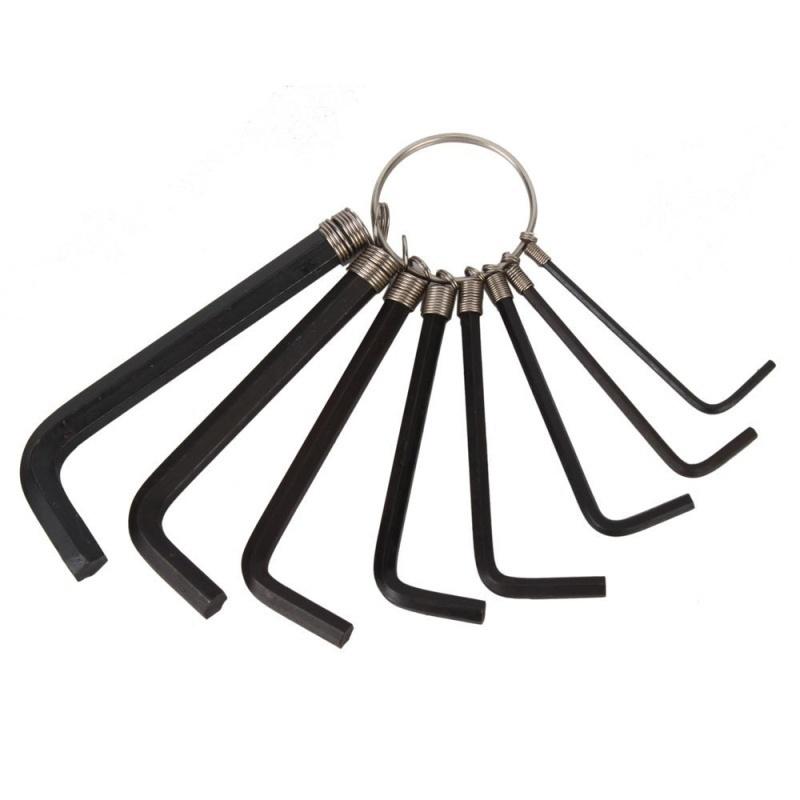 

8 in 1 Bicycle Repair Tool Flat Head Hex Key Blackened Hexagonal Key Set Hexagonal Spring Ring Bicycle Accessories 8pcs/set