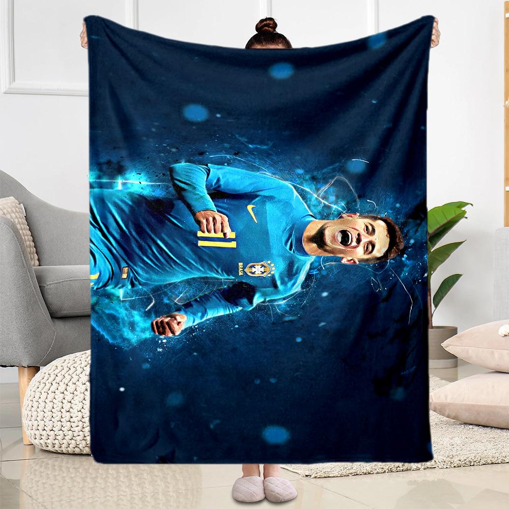 Brazilian Football Star Blanket Durable Comfort Suitable for Couch Office Chair Sofa for All Occasions Modern Best Holiday Gift for Friends Family