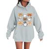 Women's Casual Fashion Comfortable Round Neck With Hood Long Sleeve Halloween Print Warm Sweatshirt