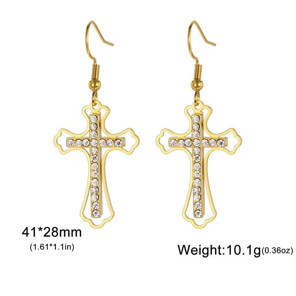 Cazador Clear Zircon Cross Earrings for Women Stainless Steel Christian Earrings Jesus Jewelry Valentine Gift 2026 Wholesale New