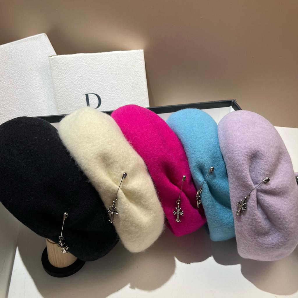 Australian Wool Beret Women'S French Personality Irregular Cross Star Anise Bud Hat Sweet Cool Painter Hat