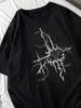Schwarzes Oversized-T-Shirt mit Gothic-Print