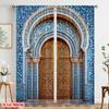 2pcs 2D flat printing Curtains Ancient Moroccan palace door 100% Polyester Fabric Without Electricity Festive Holiday Use for
