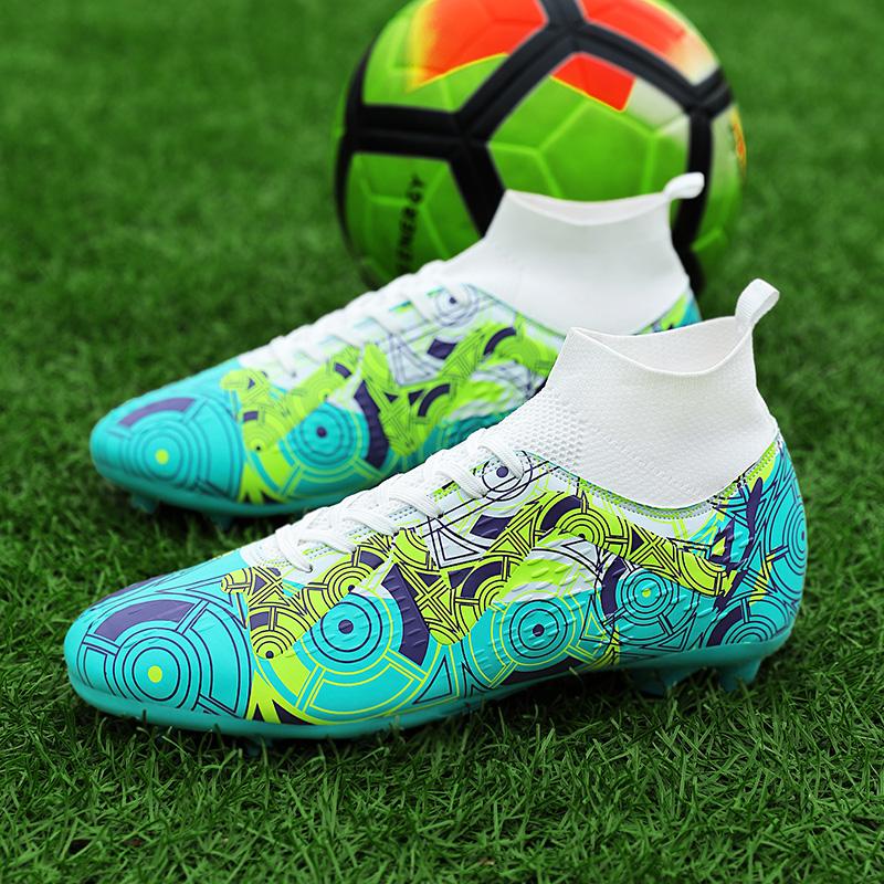 33-46 Unisex Football Boots Lace-nails Graffiti High Elastic Sock Mouth Training Artificial Captain Outdoor Sports Training Children Football Shoes