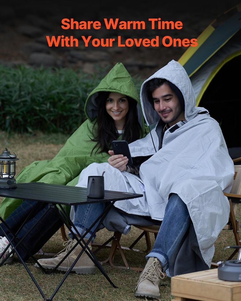 Camping Blanket 79" x 59" Wearable Warm Stadium Blanket Outdoor Light Grey