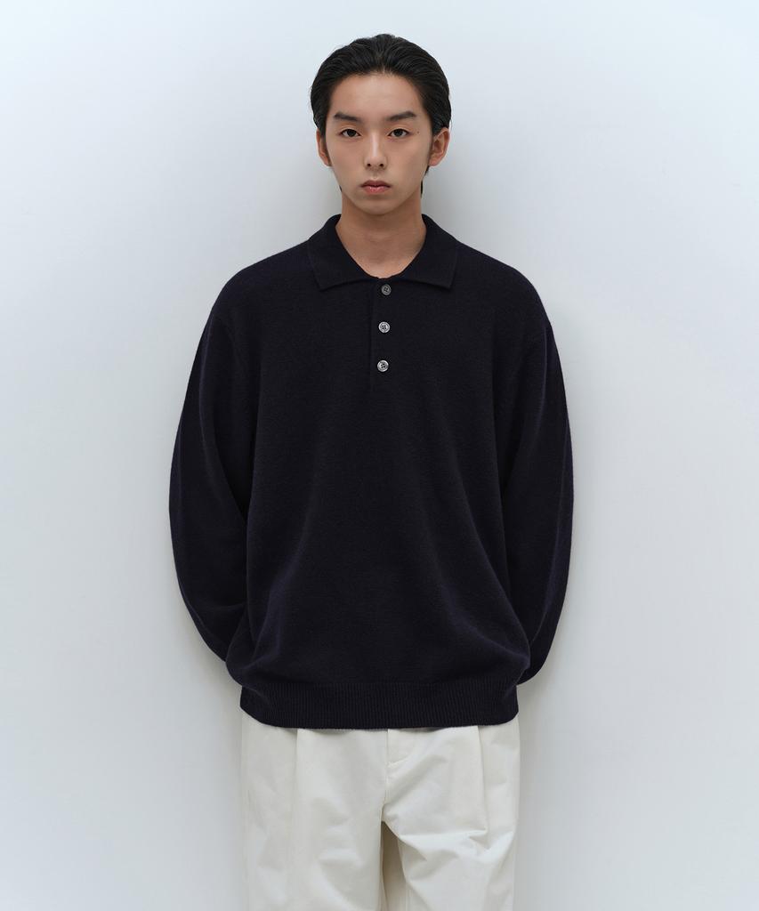 Musinsa Standard [Victoria Wool] Minimal Collared Knit [Navy]