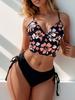 Print Deep V Slim Two Piece Bikini Set Elegant Comfortable Women Swimwear