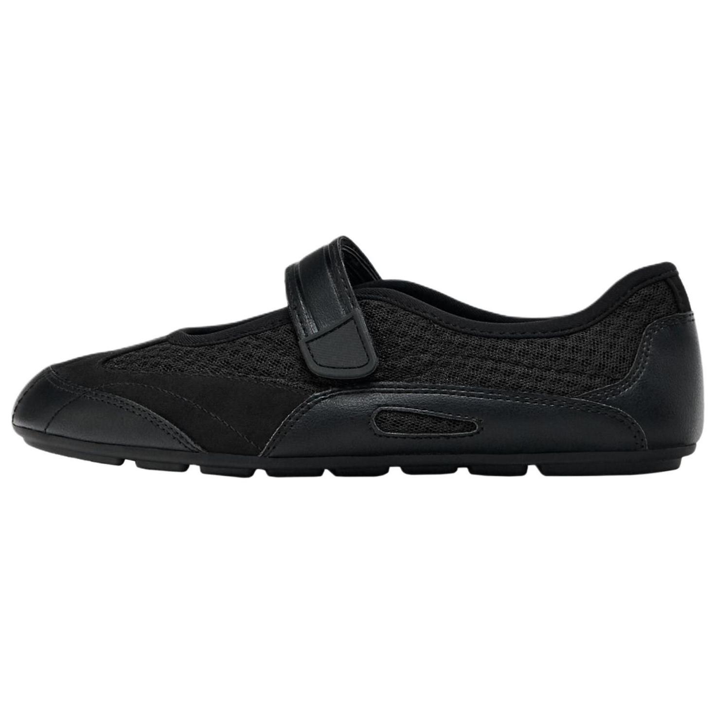 ZARA Mesh Strap Flat Mary Jane Shoes Black Womens 1520251038 35