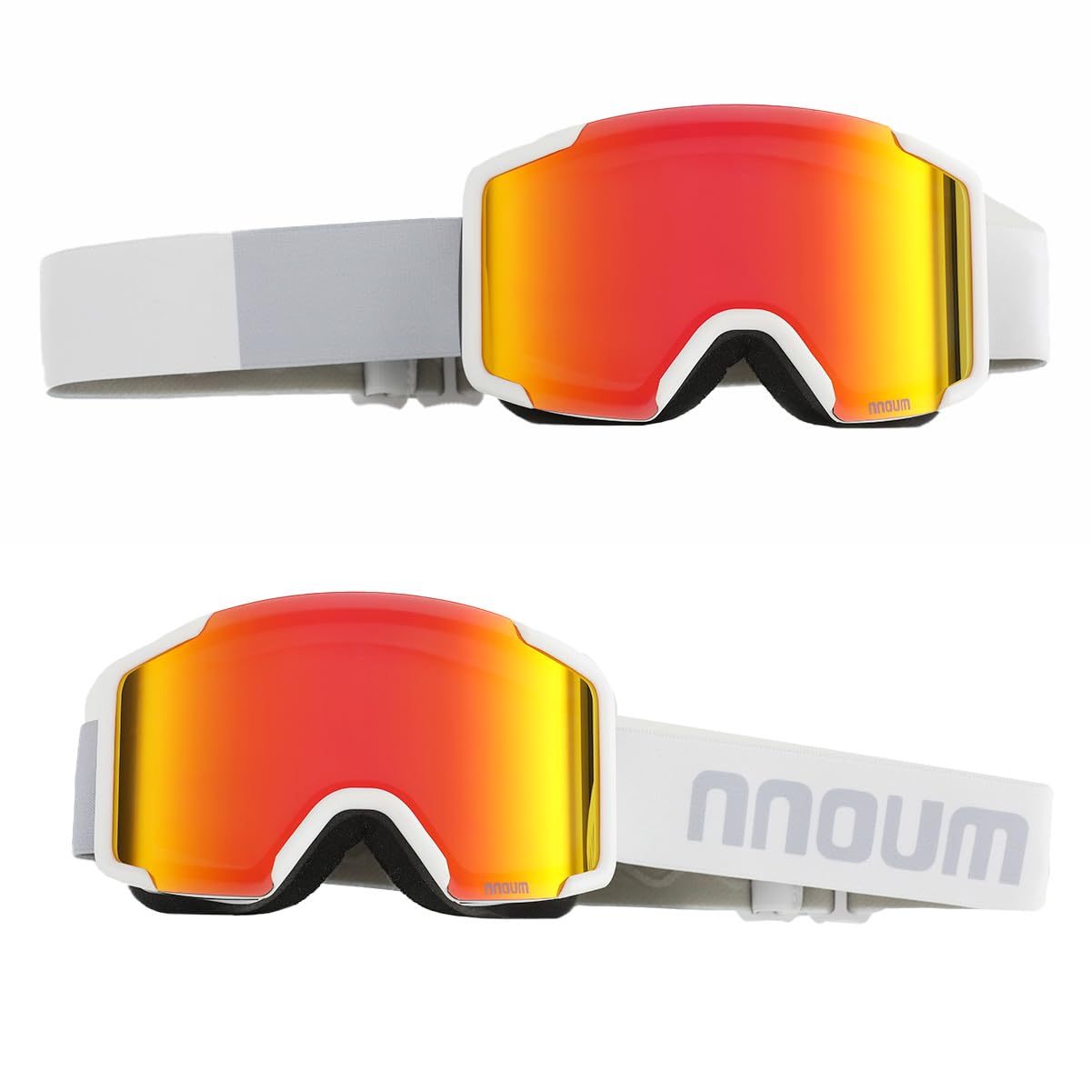 

NNOUM Ski Goggles for Men and UV NN23EFGG05 D Asian Includes Storage Pouch Women, Anti-Fog, Protection, / Fit, [SAG] (White Gray/Red)
