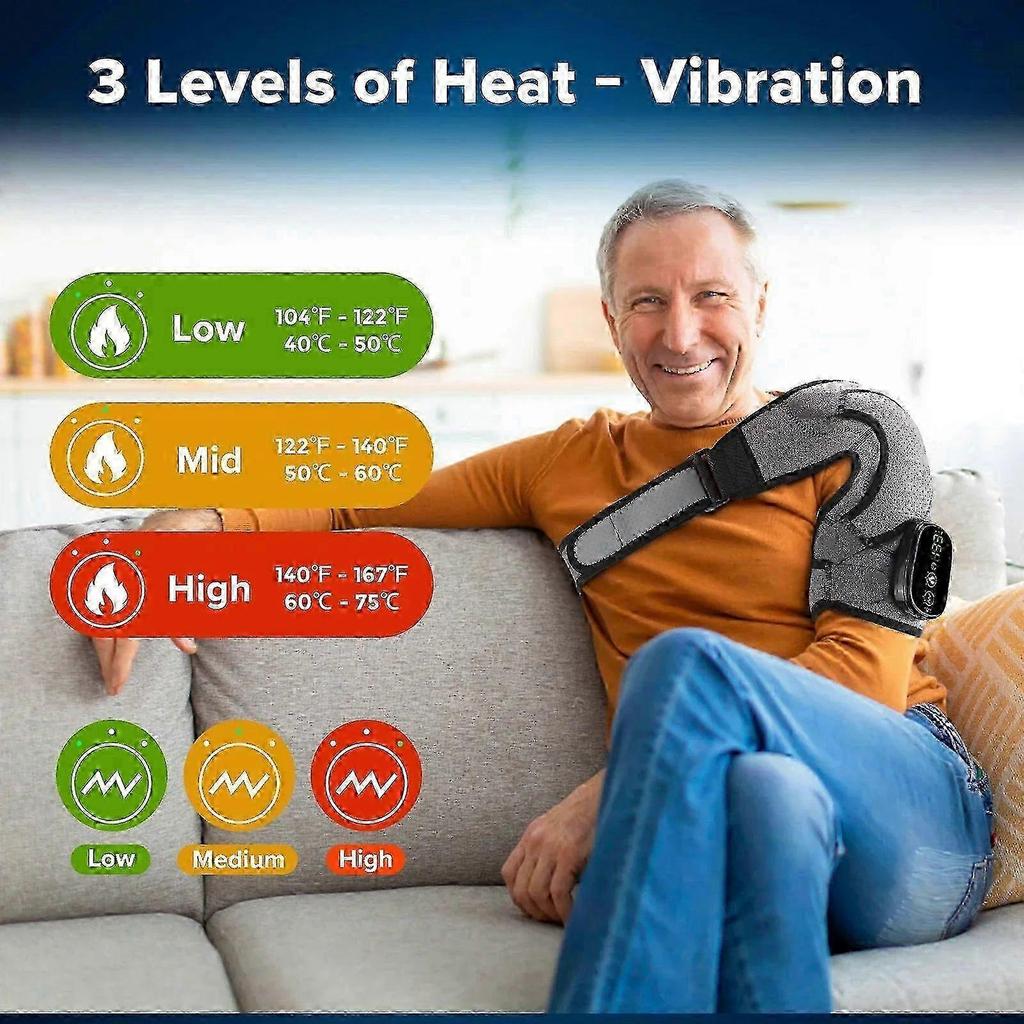Electric Shoulder Massager With Heat, Vibration, Thermal Brace For Muscle Relaxation And Joint Support