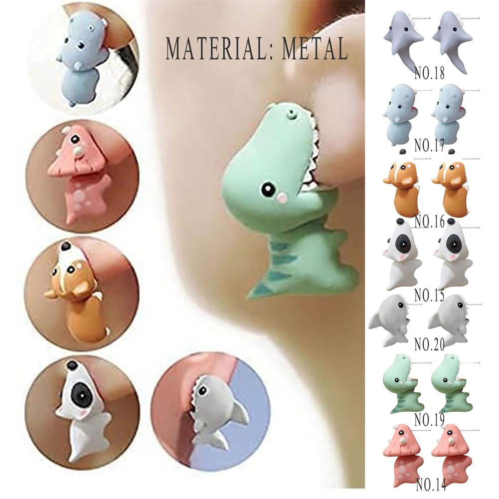 1 Pair Of Resin Earrings Handmade Cute Animal Piercing Earrings Stud Earrings For Women Girls