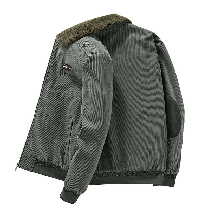 Men's Autumn and Winter Corduroy Jacket Business Middle-aged and Young Leisure Loose Velvet Thickened Padded Jacket