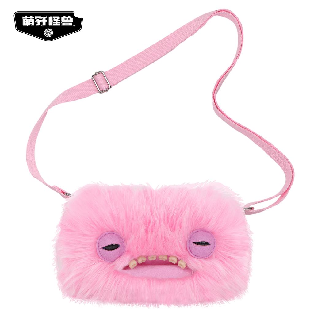Borsa a tracolla peluche mostro denti brutti divertente Giocattolo animale di peluche stropicciato Regalo di compleanno carino strano per bambini