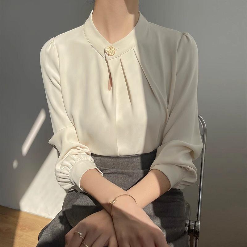 French Apricot Long-Sleeve Top - Spring/Autumn Design for Women