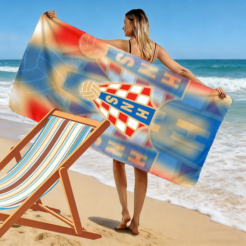 Kroatischer Fußballverband HNS Strandtuch zum Bedrucken, Großes Weiches Schnelltrocknendes Handtuch für Strand Camping Schwimmen