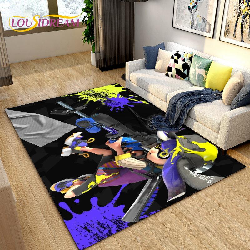 Splatoon,PC Game Gamer Cartoon Area Rug,Carpet Rug for Living Room Bedroom Sofa Doormat Decoration, Kids Play Non-slip Floor Mat