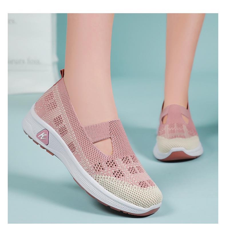 Women's Versatile Slip-On Breathable Fly-knit Mesh Shoes, Soft Sole, Casual Comfort for Everyday Wear