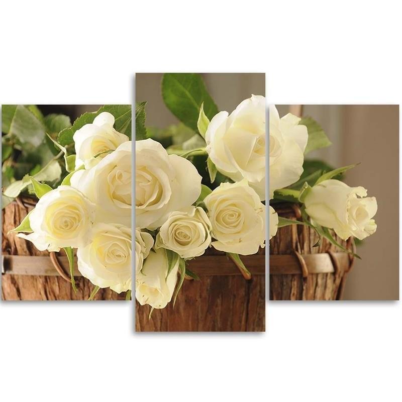 Three piece picture canvas print White Roses