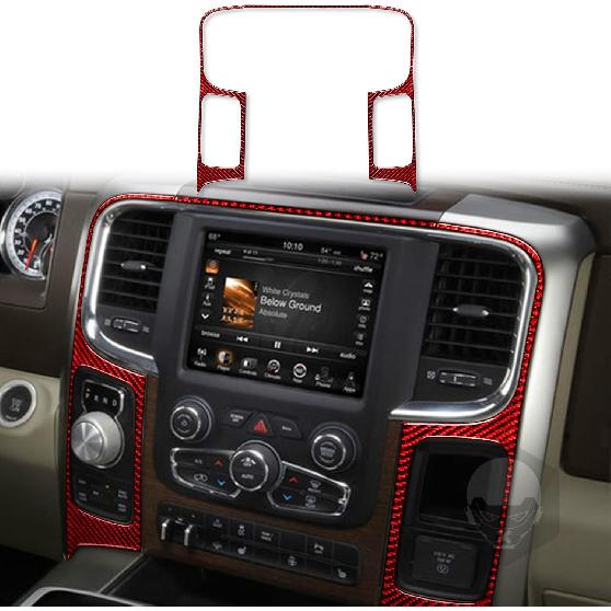 Red Carbon Fiber Dashboard trument Speedometer Tachometer Frame Panel Cover Car Interior Compatible with Dodge Ram 1500/2500/3500 2013 2014 2015 2016