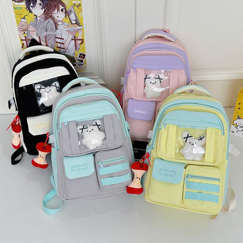 Campus schoolbag female junior high school student cute Japanese transparent pain bag backpack large capacity high school student backpack