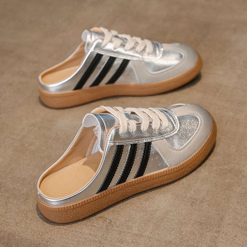 Popular half-slippers women s summer outer wear 2025 new heelless silver bag head slippers one-pedal half-tray women s shoes 40 серебряный