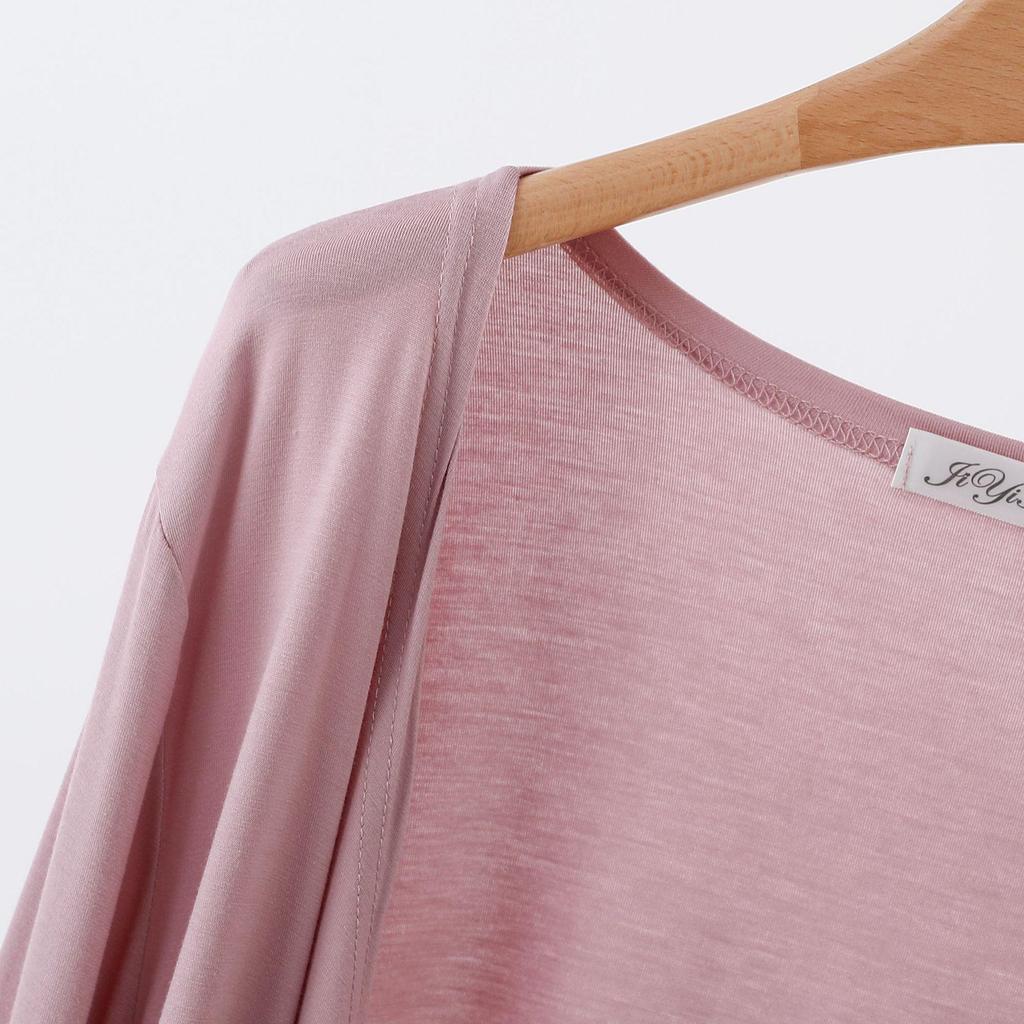 Dámský úzký modalový kardigan na jaro/léto - Jednobarevný, pletený top s dlouhým rukávem