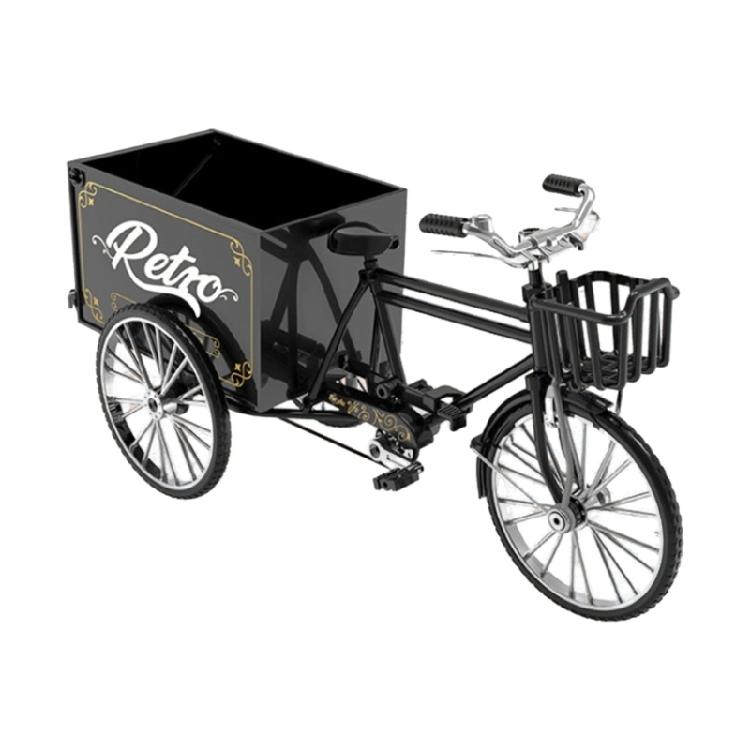 Classical Three Wheeled Flatbed Truck Ornament Nostalgic Retro Tricycle Model Toy for Home and Office Bookcase Decors