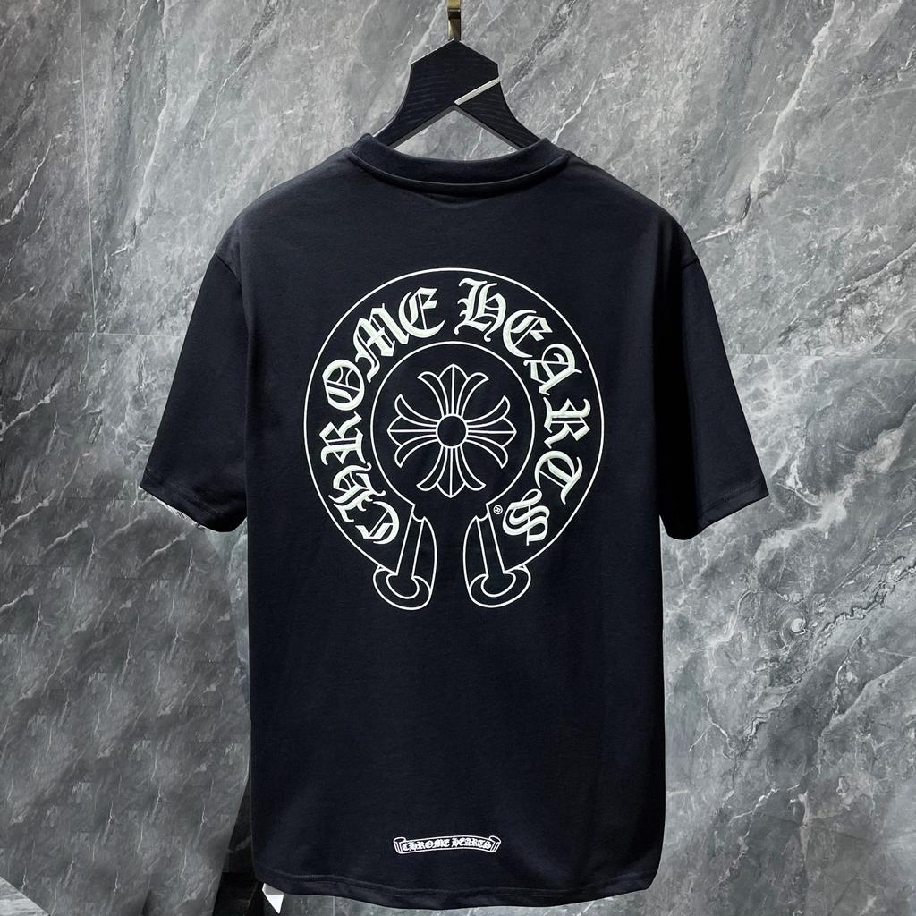 8702 CHROME HEARTS Summer New High Quality Cotton Round Neck Loose Large Size Men's and Women's T-shirt Couple T-shirt